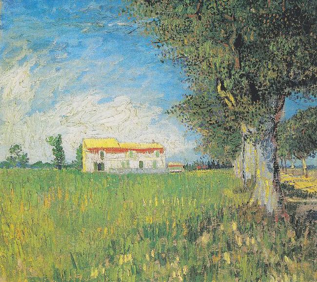 Vincent Van Gogh Farmhouse in a wheat field oil painting image